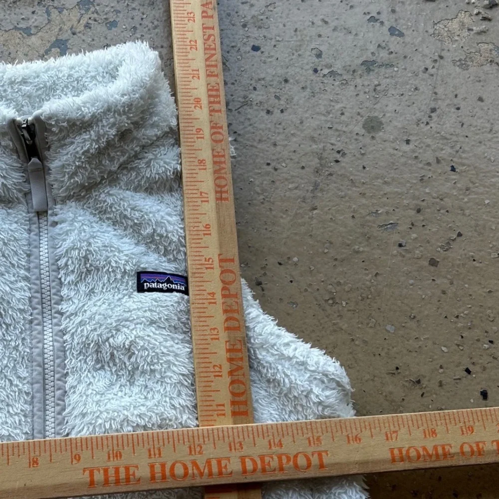 Patagonia Girls Fleece Vest White Cream Full Zip Size Large 12